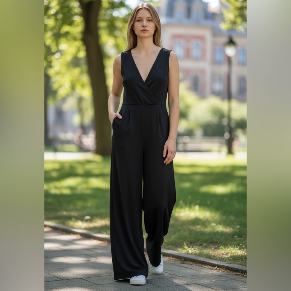 Lulu's Classic Black Sleeveless Jumpsuit